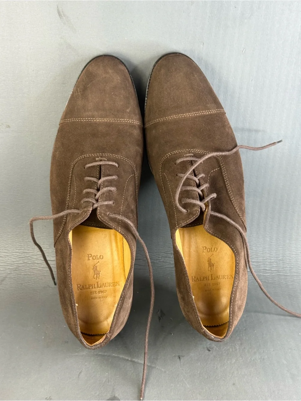 Polo Ralph Lauren brown suede Oxford cap-toe shoes men’s size 12